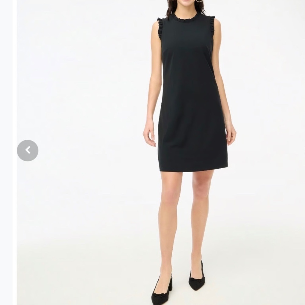 J Crew Factory Black Ruffleneck Dress Size 6